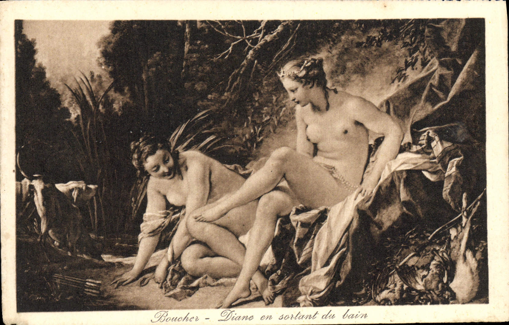 VINTAGE POSTCARD To stop Diane While Leaving the Bath
