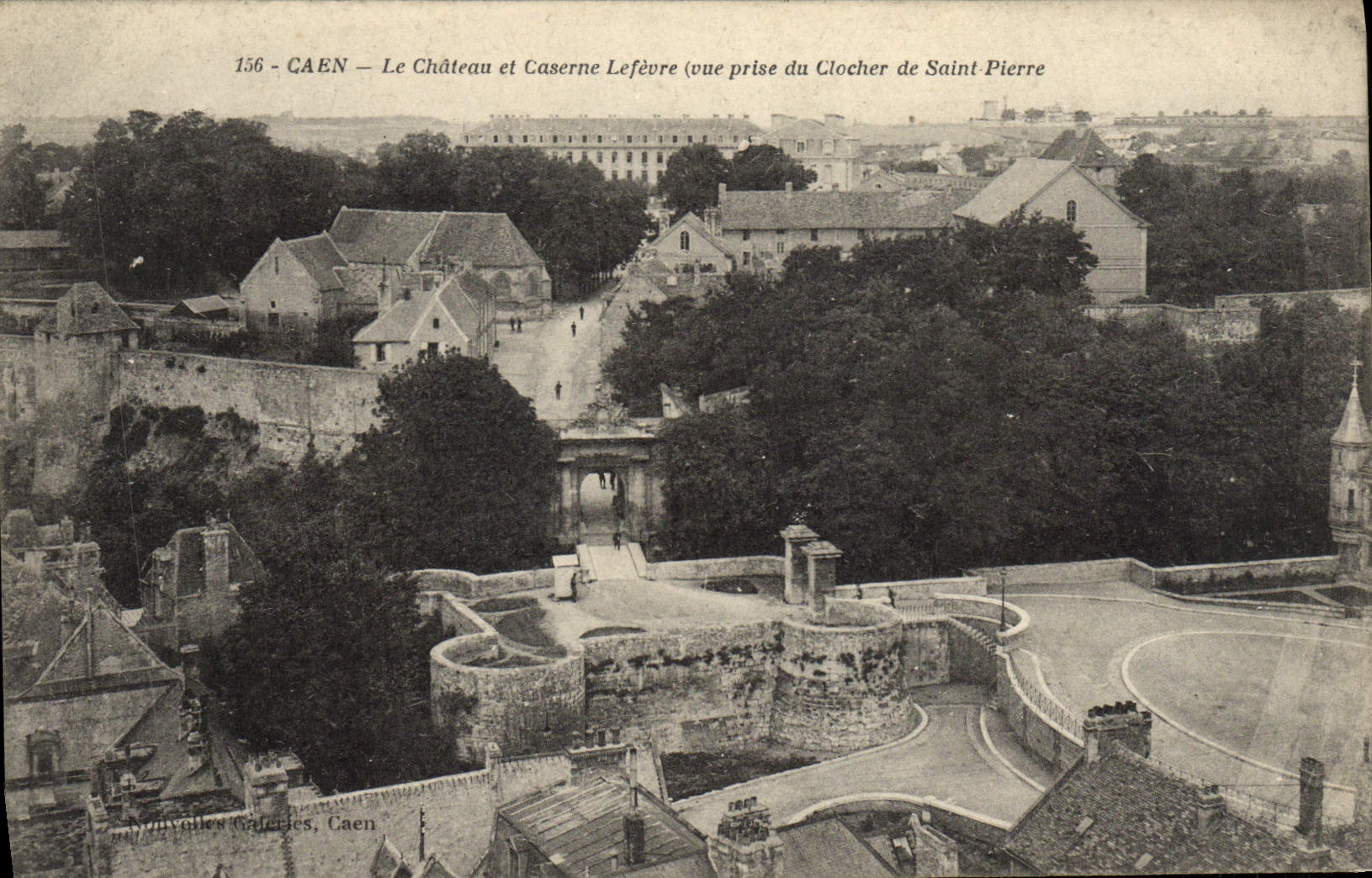 VINTAGE POSTCARD Caen the Castle And Lefevre Barracks Seen from of the bell-tower of St Pierre