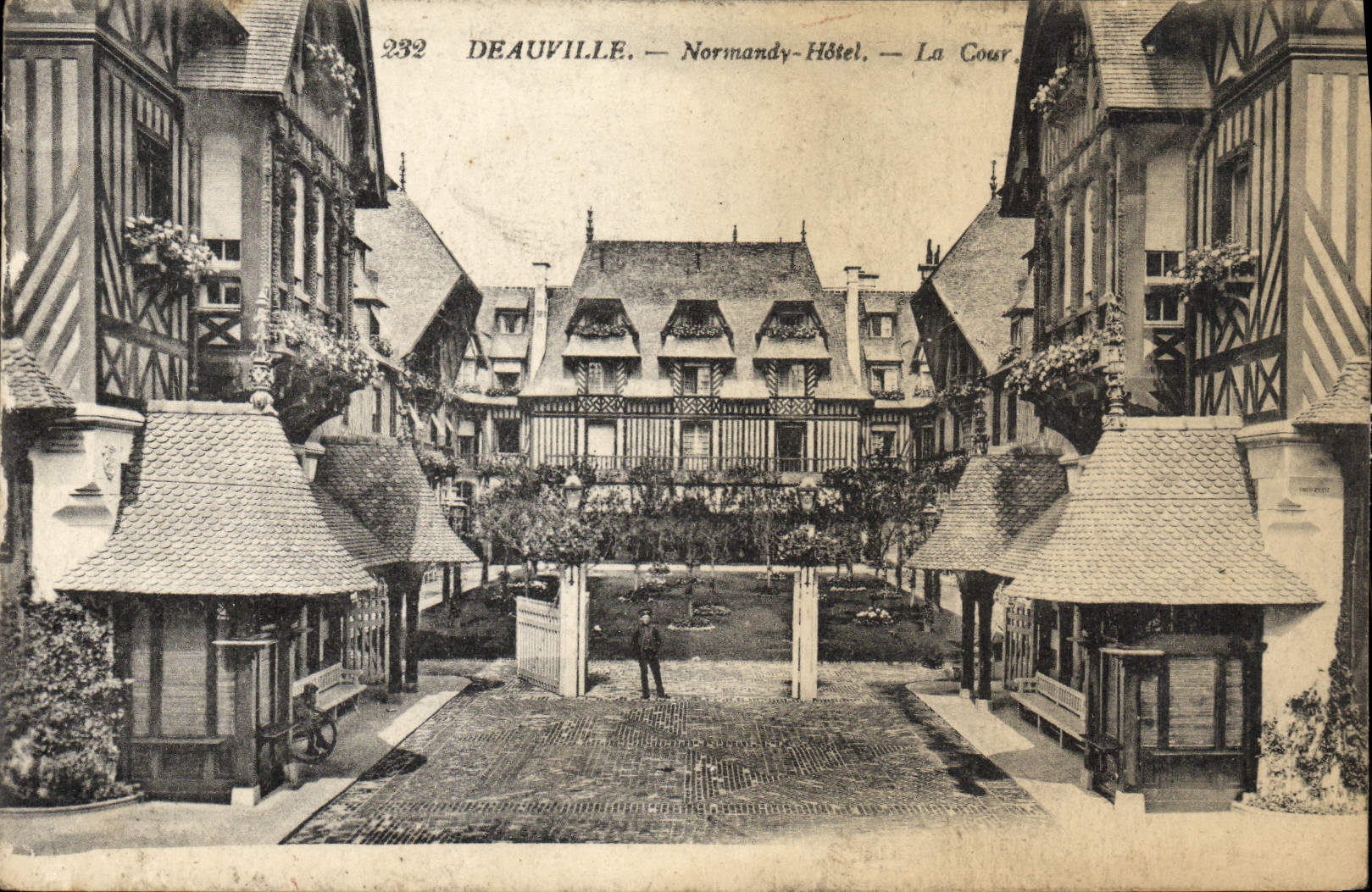 VINTAGE POSTCARD Deauville Normandy Hotel court