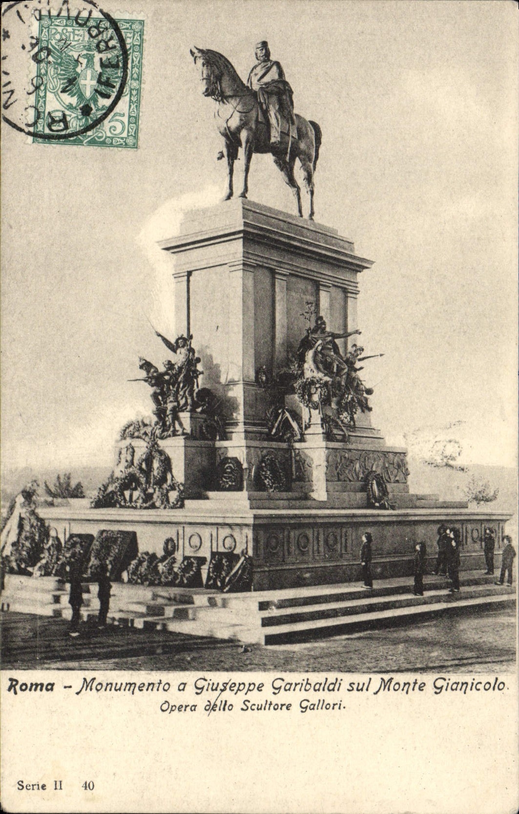CPA Roma Monumento a Giuseppe Garibaldi Sul Monte Gianicolo Opera Della