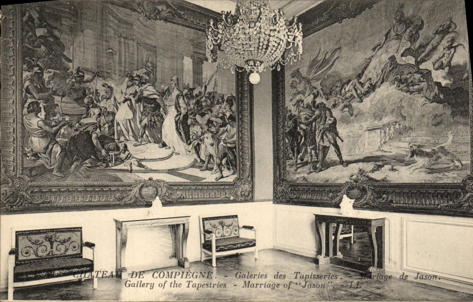 Castillo de la POSTAL de la VENDIMIA de las galerías de Compiegne de la unión de las tapicerías de Jason