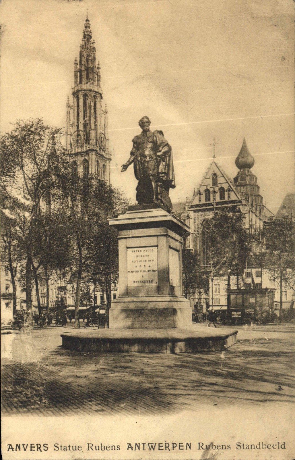 La POSTAL Amberes de la VENDIMIA gobierna Rubens Antwerpen Rubens Standbeeld