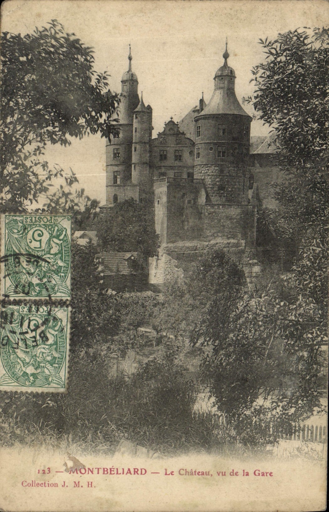 VINTAGE POSTCARD Montbeliard the Castle Seen Of the Station