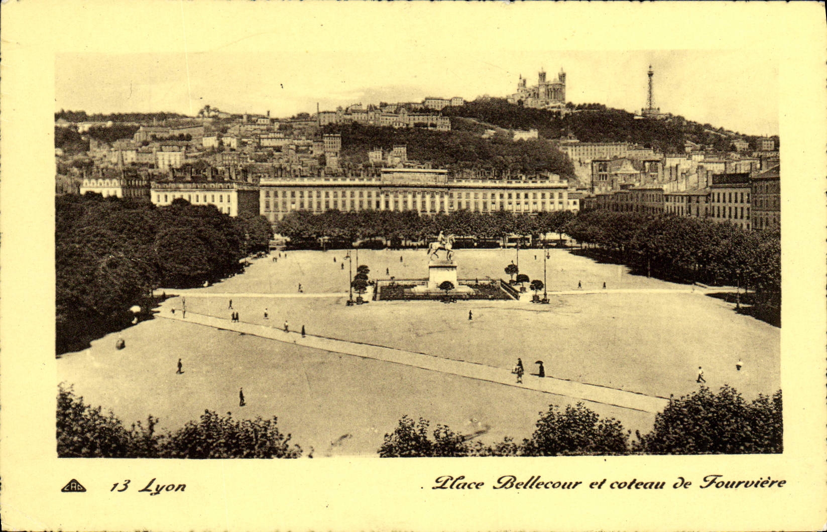 MODERN CARD Lyon Places Bellecour And Coteau De Fourviere