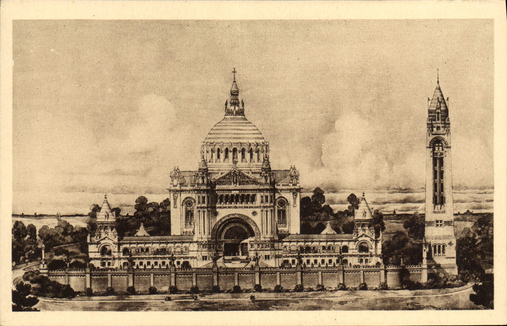 VINTAGE POSTCARD Chart Of Subscription For the Basilica De Lisieux