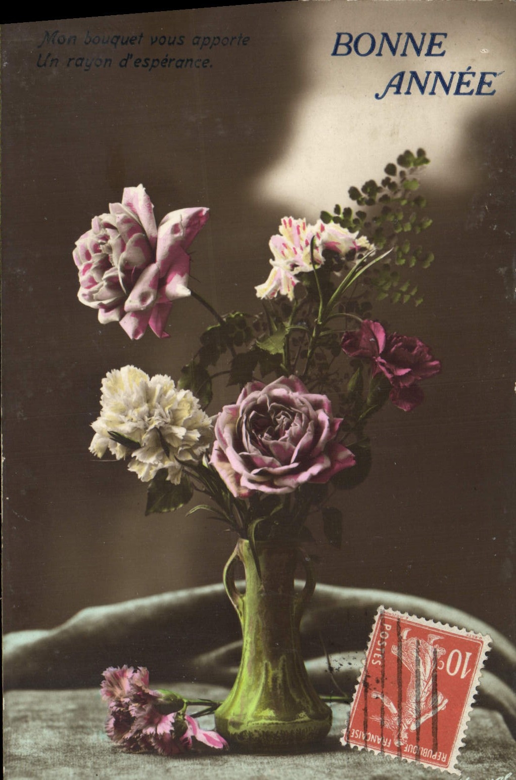 CPA Bonne Annee Fleurs 