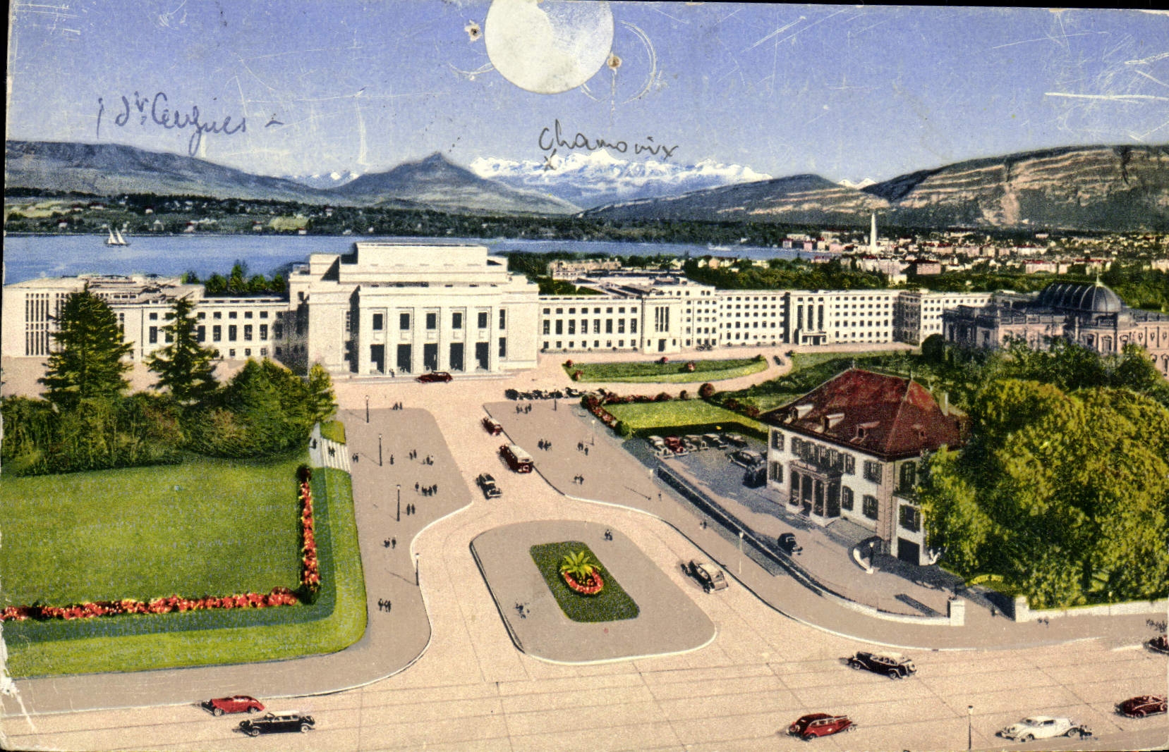 CPM Geneve Le Palais Des Nations Unies Et Le Mont Blanc