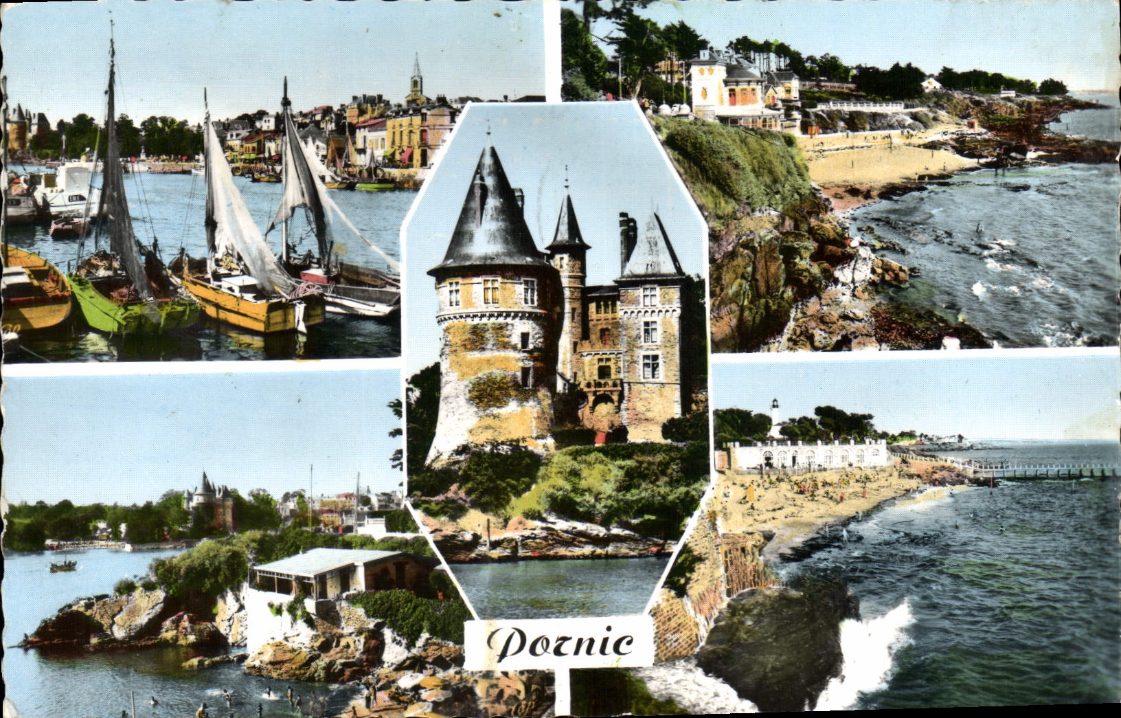 CPM Pornic Le Port Plage De Gourmalon Le Chateau L'Anse aux lapins Plage de Noeveillard