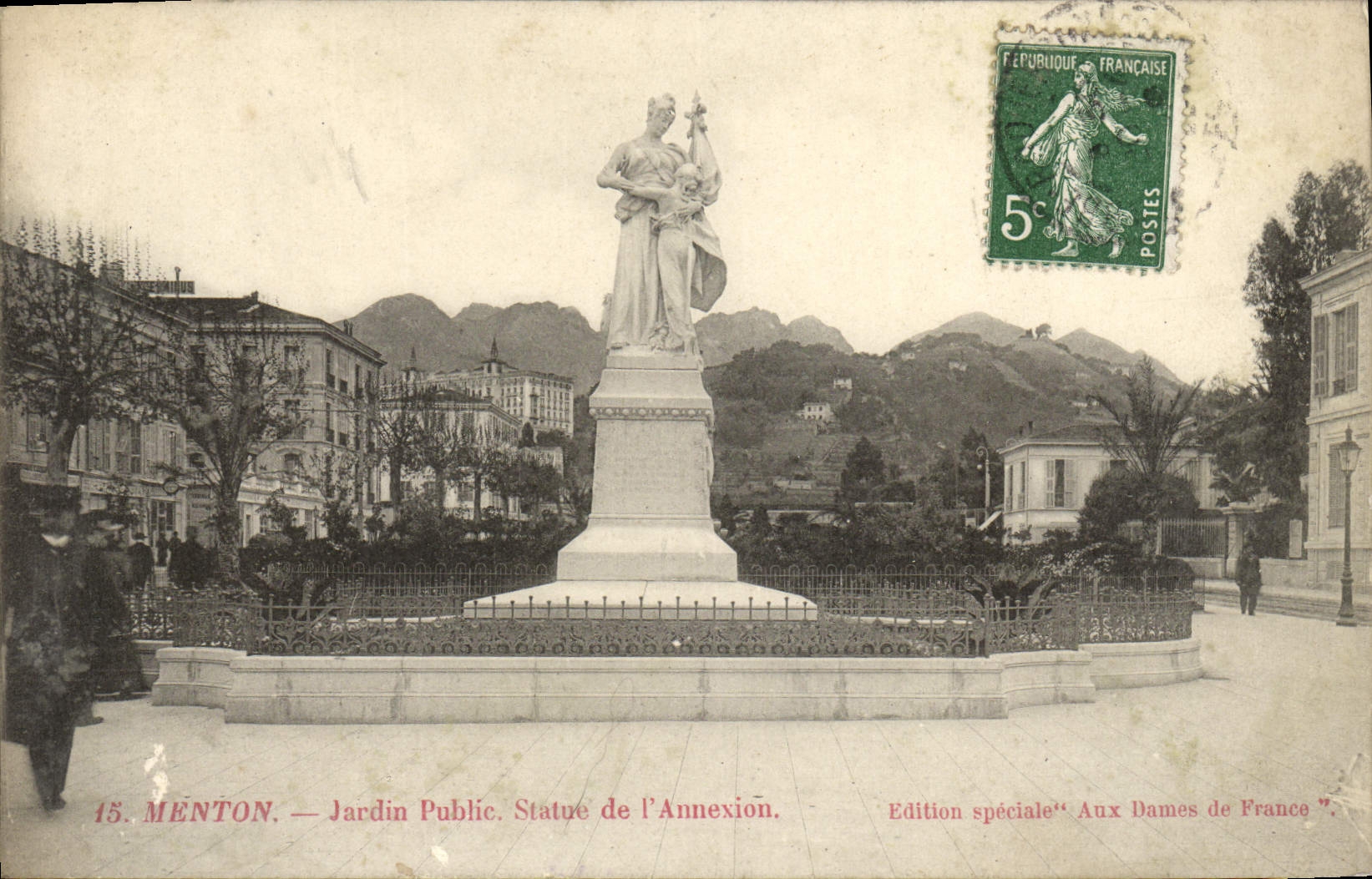 Reglas del jardín Menton público de la POSTAL de la VENDIMIA de la anexión