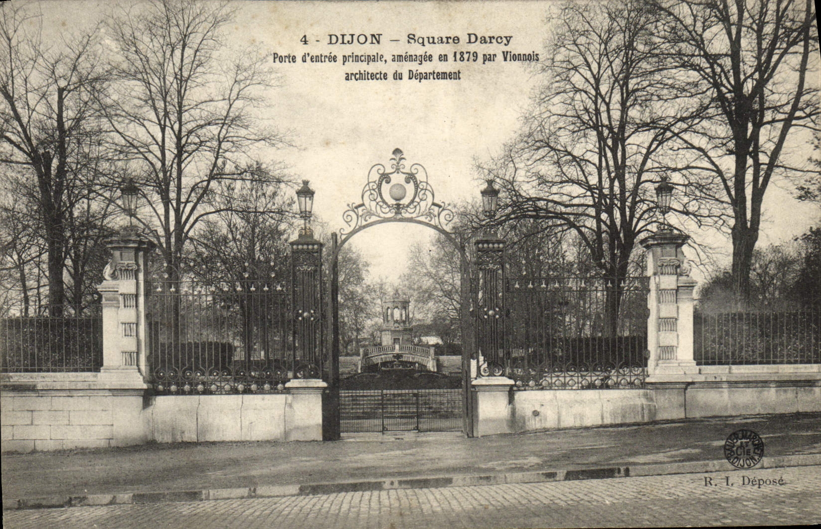 VINTAGE POSTCARD Dijon Public garden Darcy Principal Main door