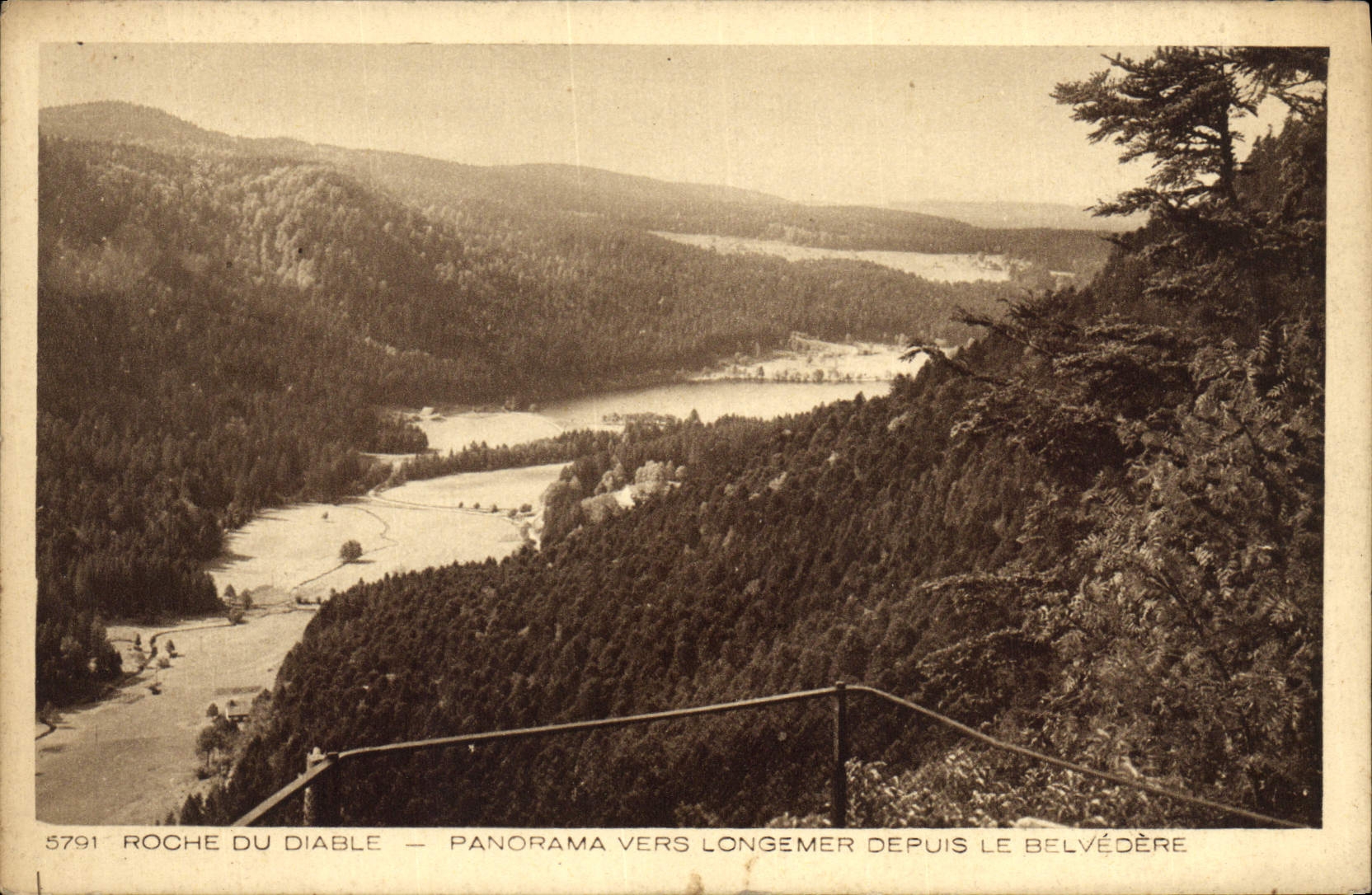 VINTAGE POSTCARD Rock Of the Devil Panorama Towards Longemer Since the View-point