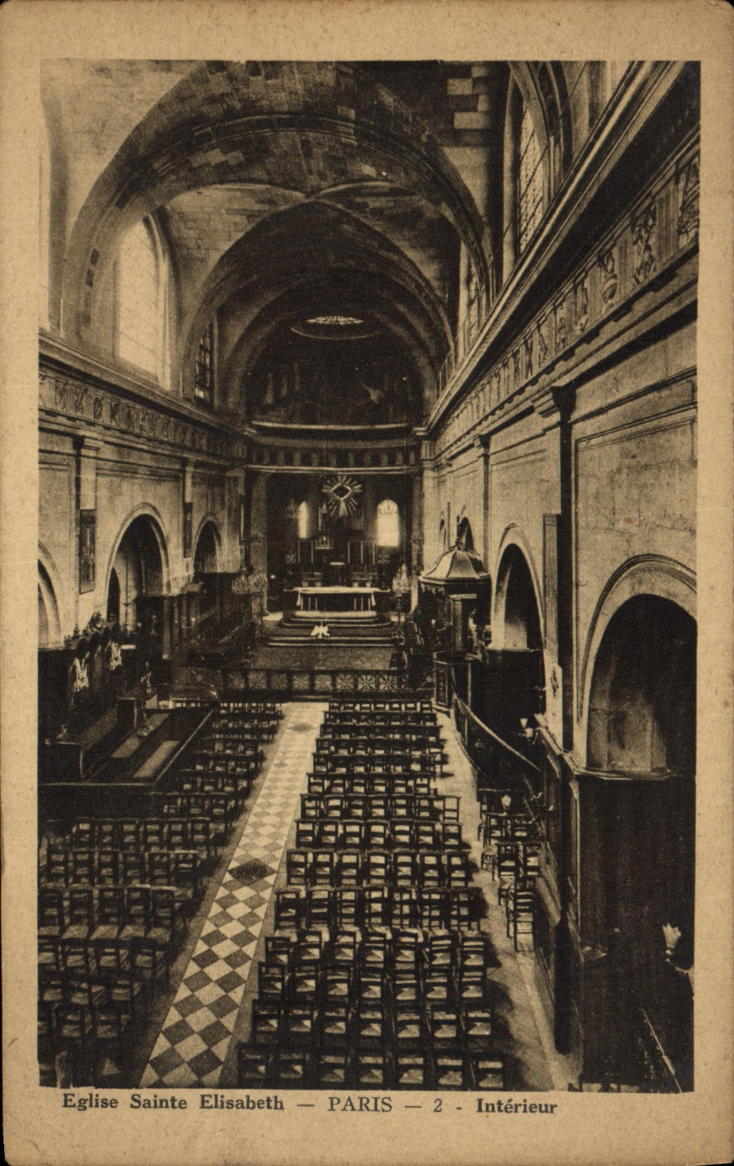 VINTAGE POSTCARD Church Sainte Elisabeth Paris Interior