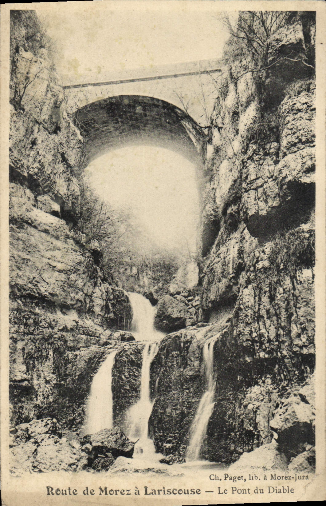 VINTAGE POSTCARD Route De Morez has Lariscouse the Bridge Of the Devil