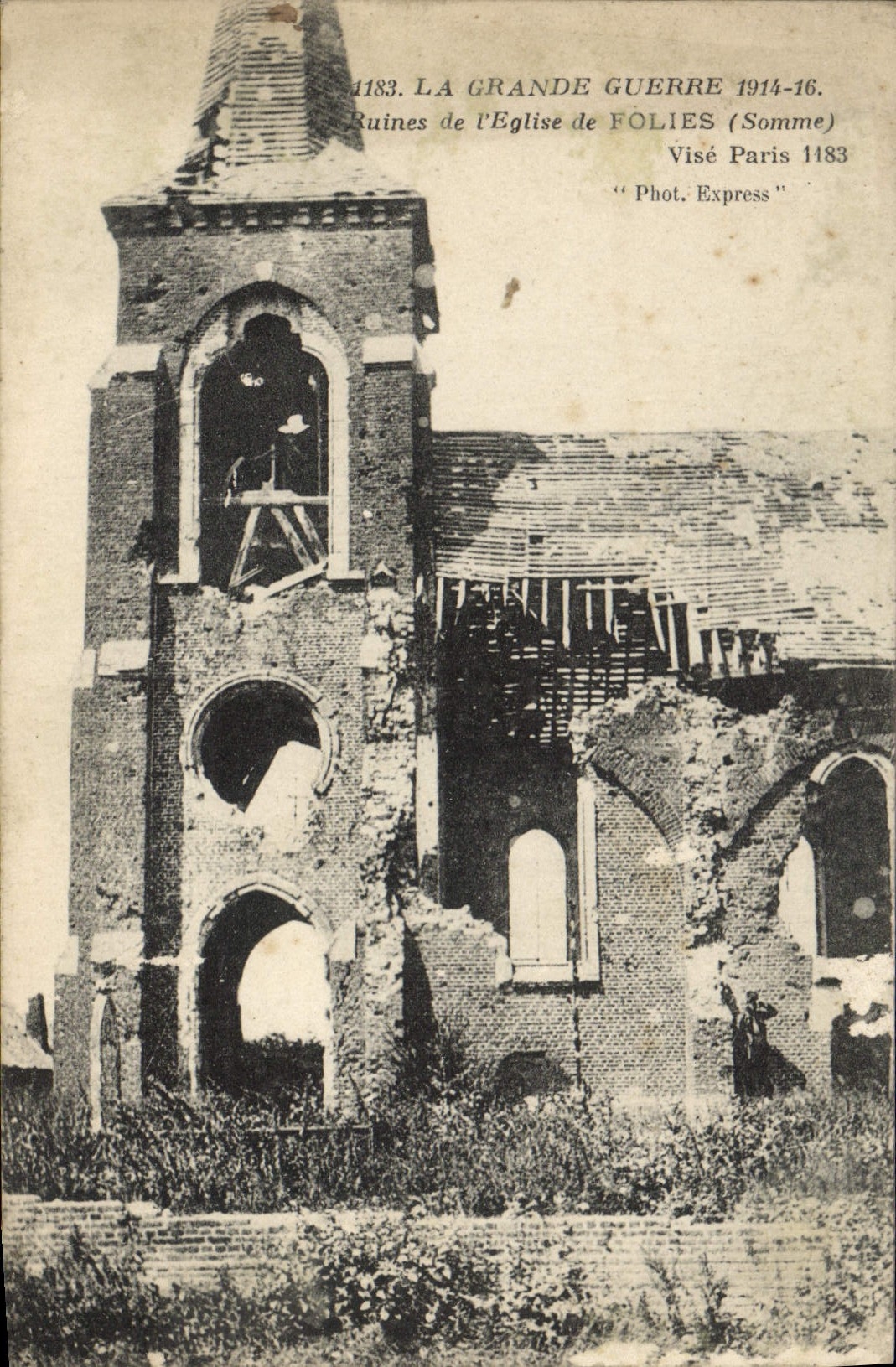 VINTAGE POSTCARD the Great War Ruins Of the Church Of Militaria Madnesses