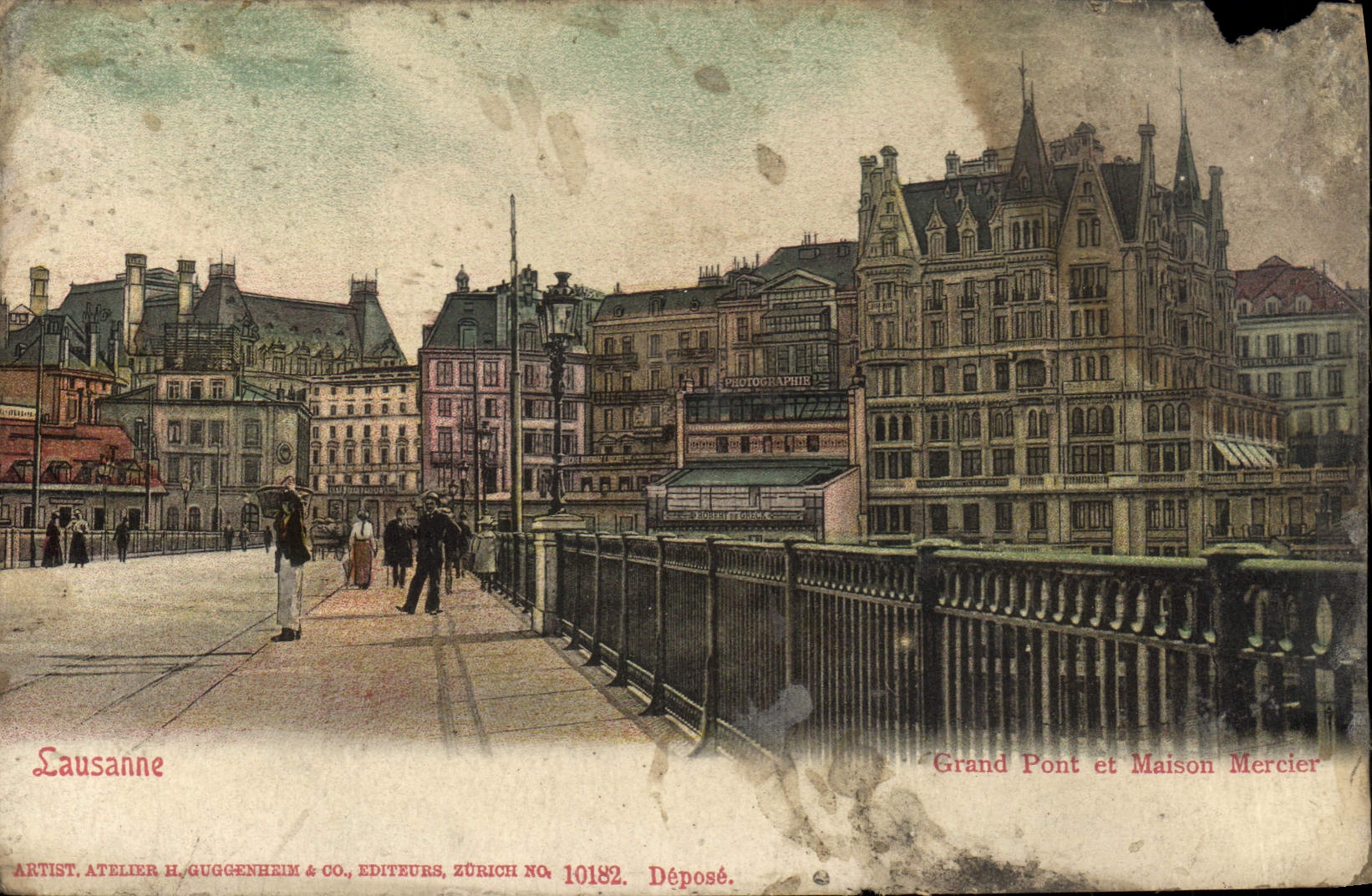 VINTAGE POSTCARD Lausanne Large Bridge And House Draper