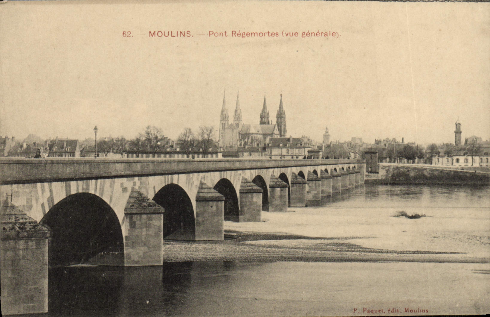 VINTAGE POSTCARD Moulins Regemortes Bridge View