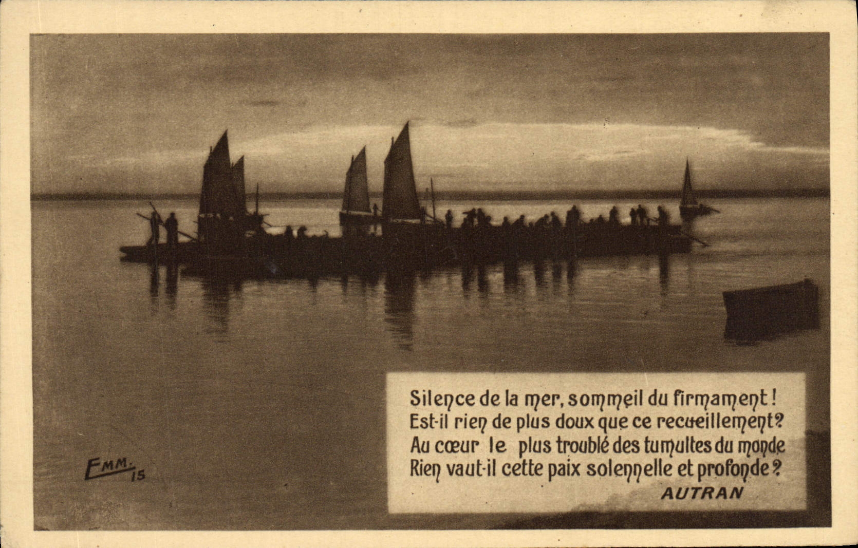 VINTAGE POSTCARD Silence Of the Sea Sleep Of the Firmament Is It Nothing De Autran Bateaux
