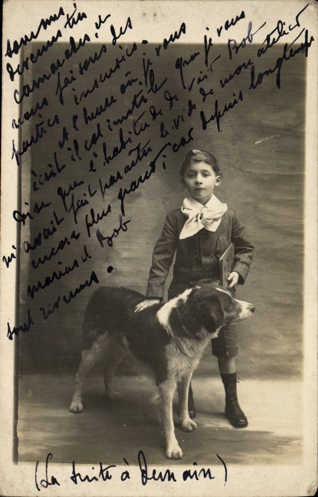 CARTE PHOTO Enfant Chien 
