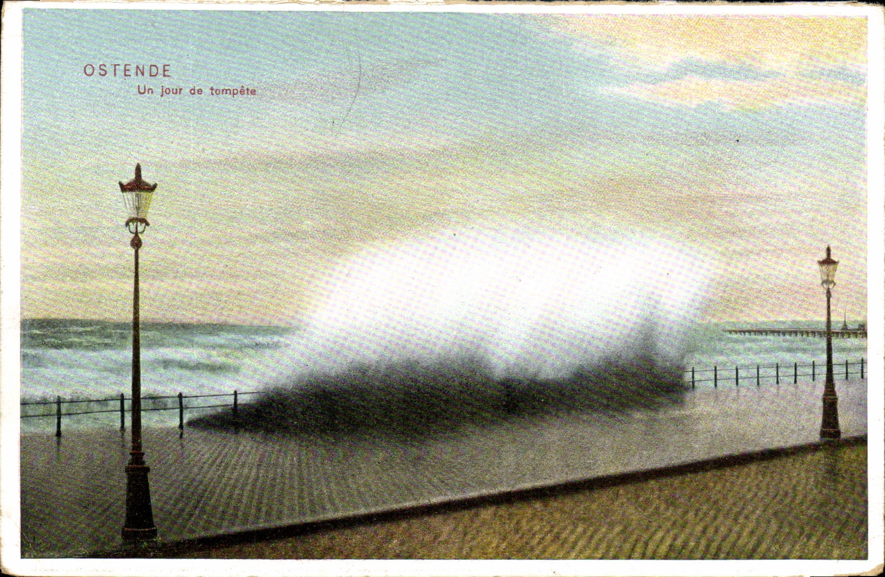 VINTAGE POSTCARD Ostend a Day Of Storm