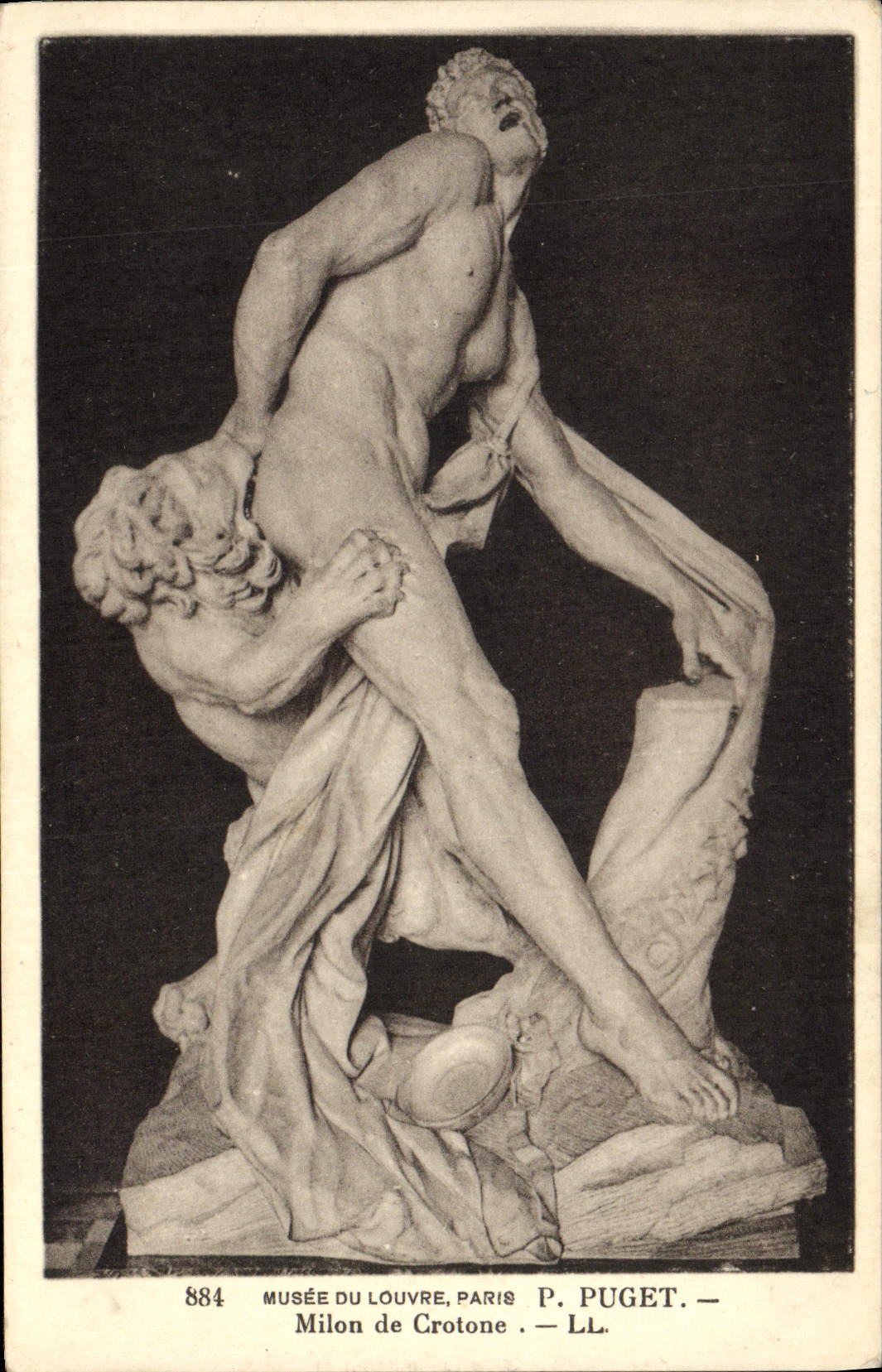 VINTAGE POSTCARD Museum Of Louvre Paris Milon Of Crotona