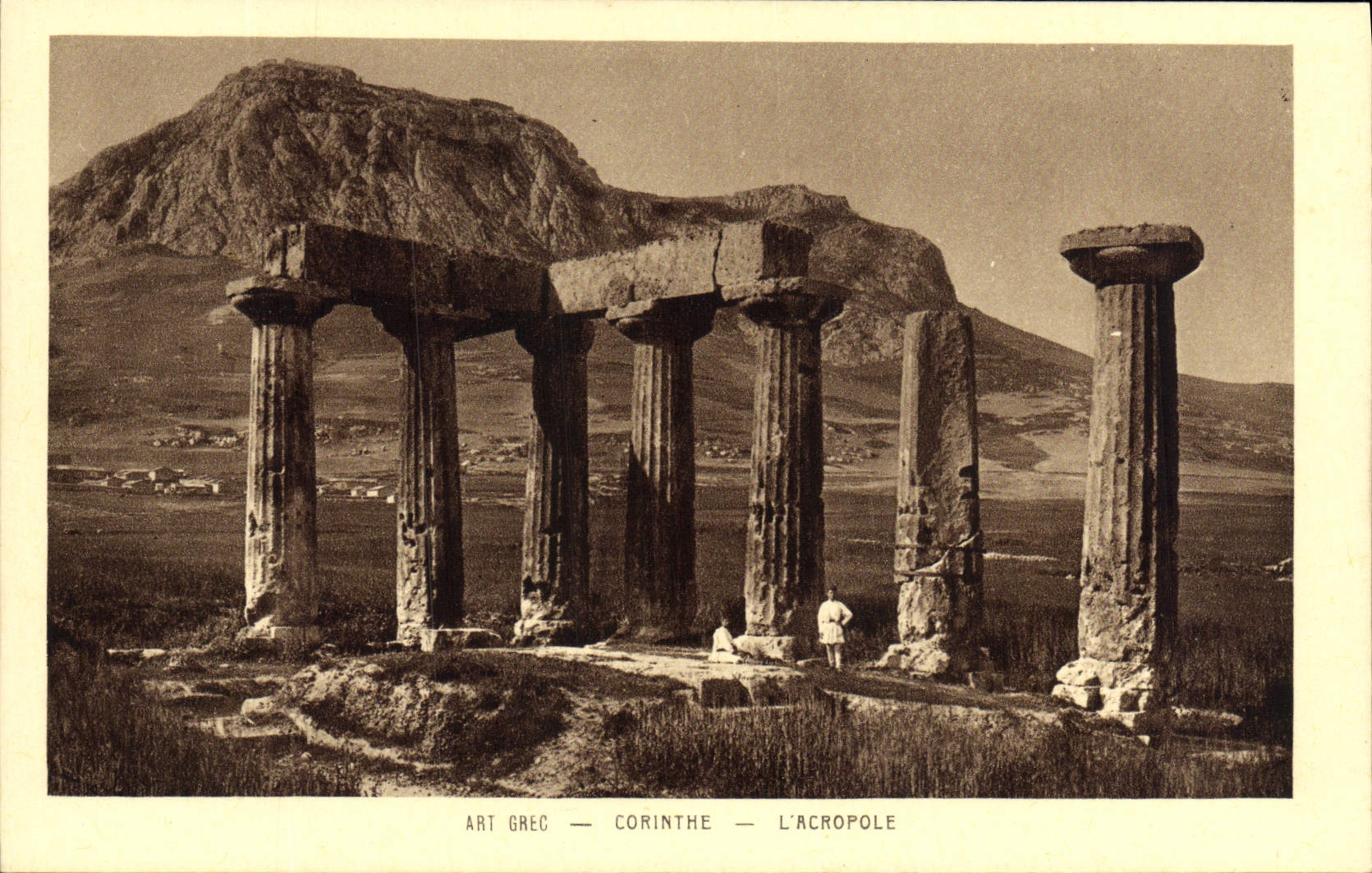 Arte griego Corinth de la POSTAL de la VENDIMIA la acrópolis