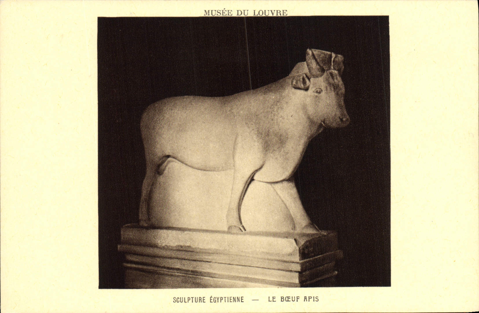 VINTAGE POSTCARD Museum Of Louvre Egyptian Sculpture the Apis Ox