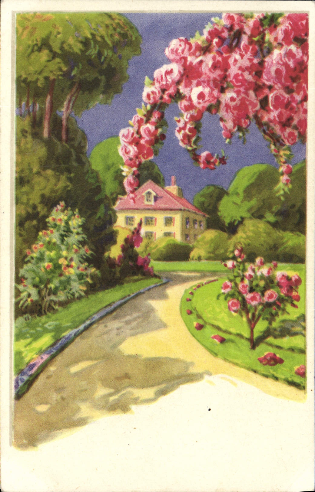 CPA Fantaisie Fleurs Maison