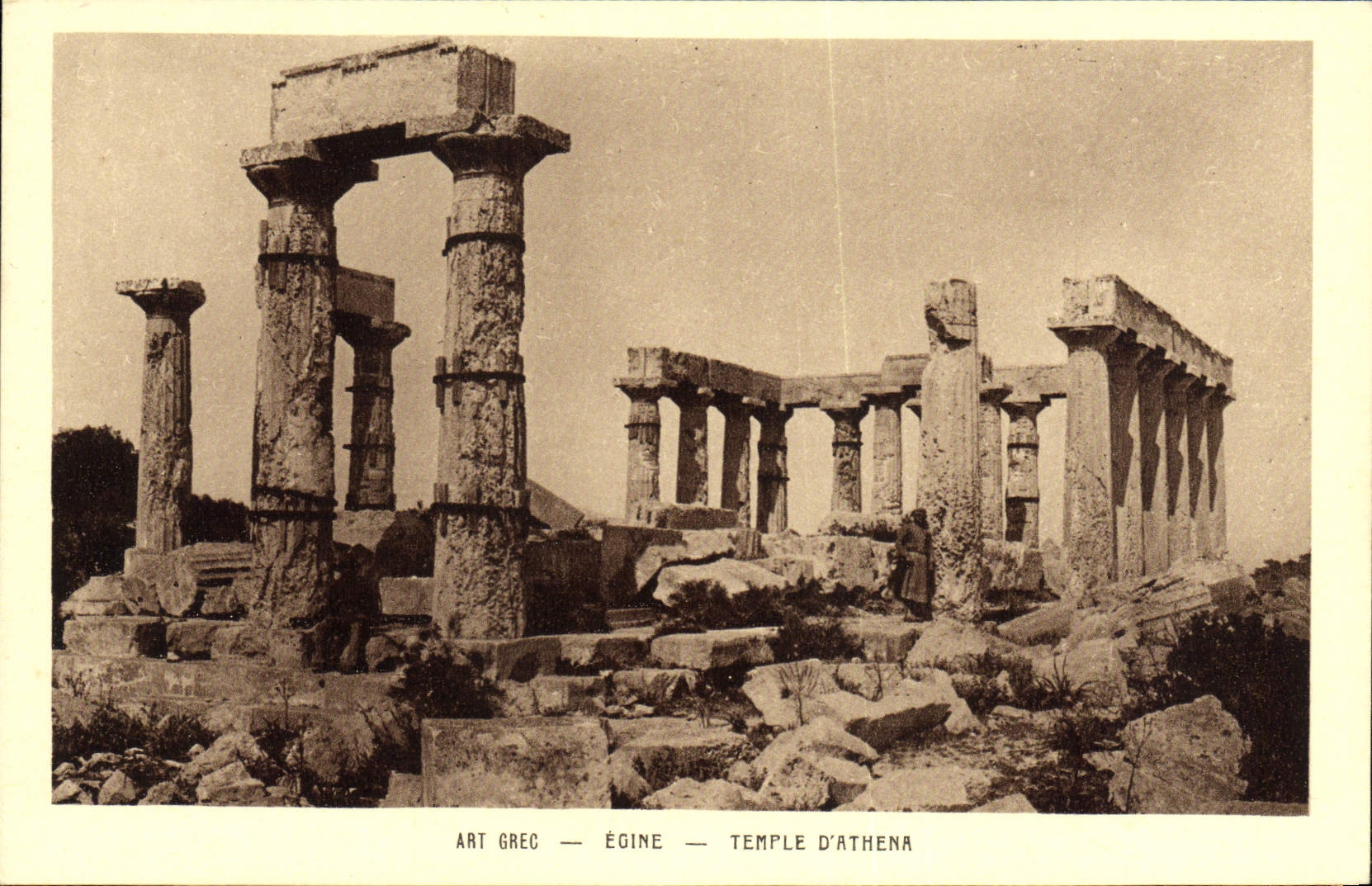 VINTAGE POSTCARD Greek Art Egine Temple D' Athena