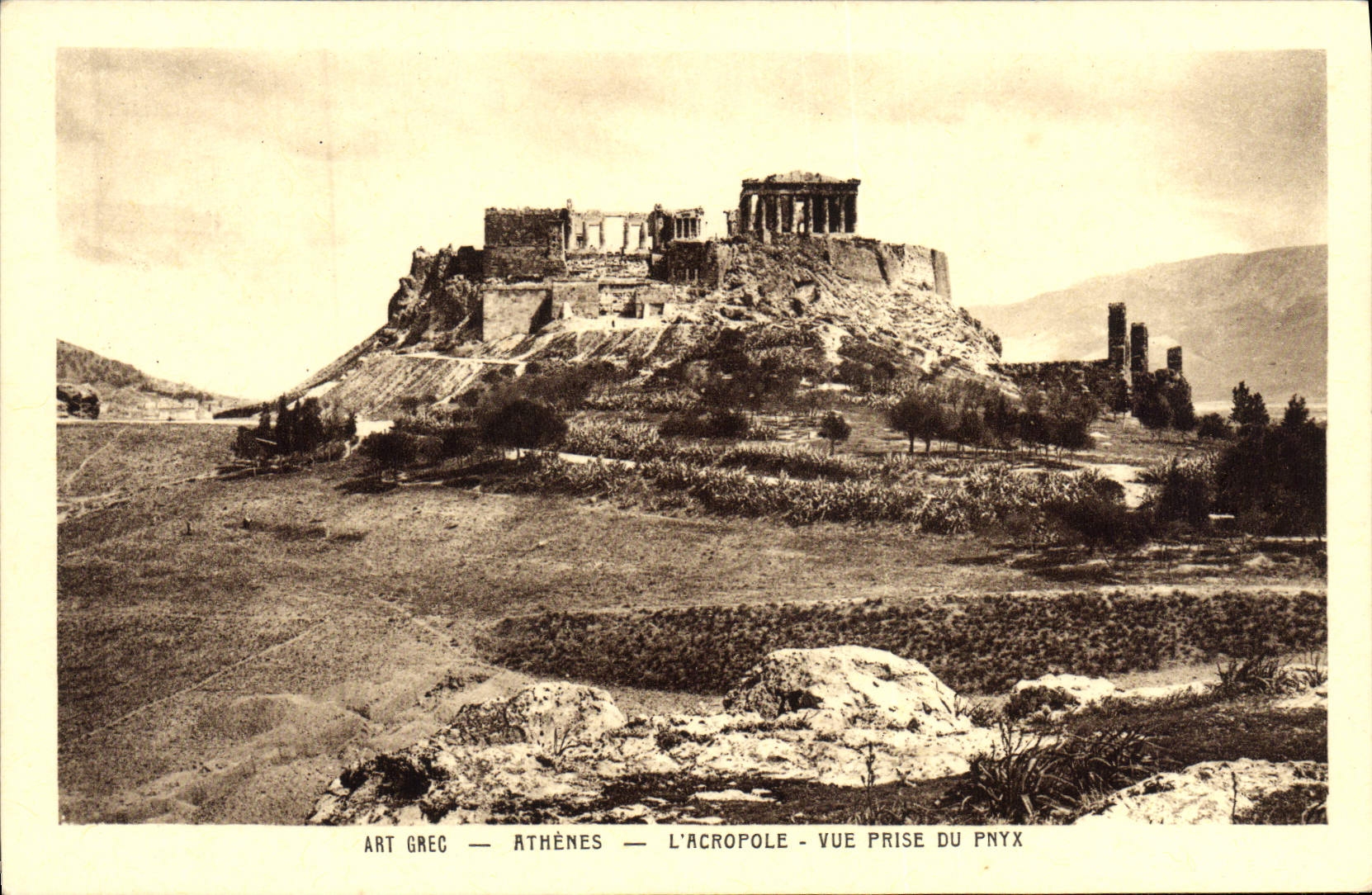 VINTAGE POSTCARD Greek Art Athens the Acropolis Seen from Of Pnyx