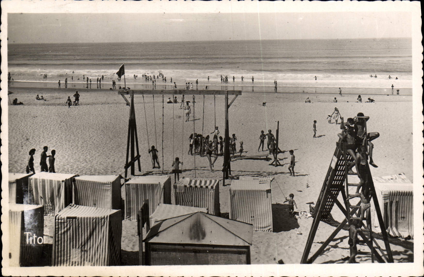 MODERN CARD Lacanau Ocean the Beach Of the Children Andre Delbeau Large Bazaar Of Capitole