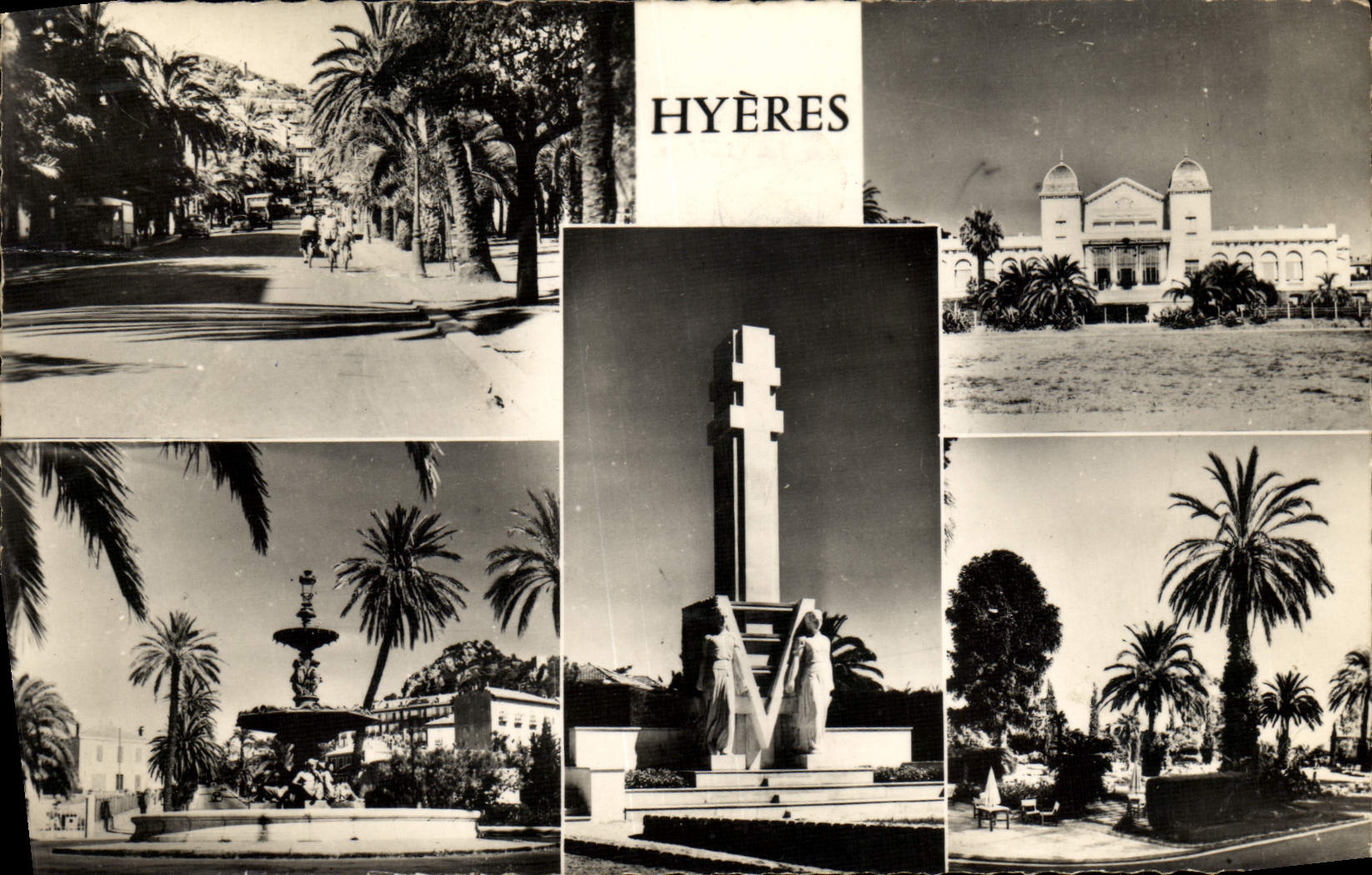 CPM Hyeres Avenue Gambetta Fontaine Godillot Maison de repos Chateaubriand Les jardins 