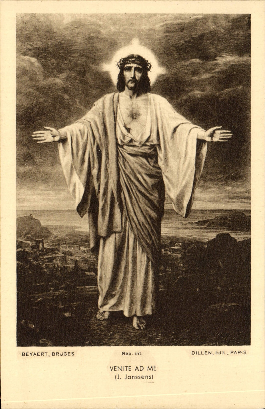 VINTAGE POSTCARD Venite AD Me Janssens Christ