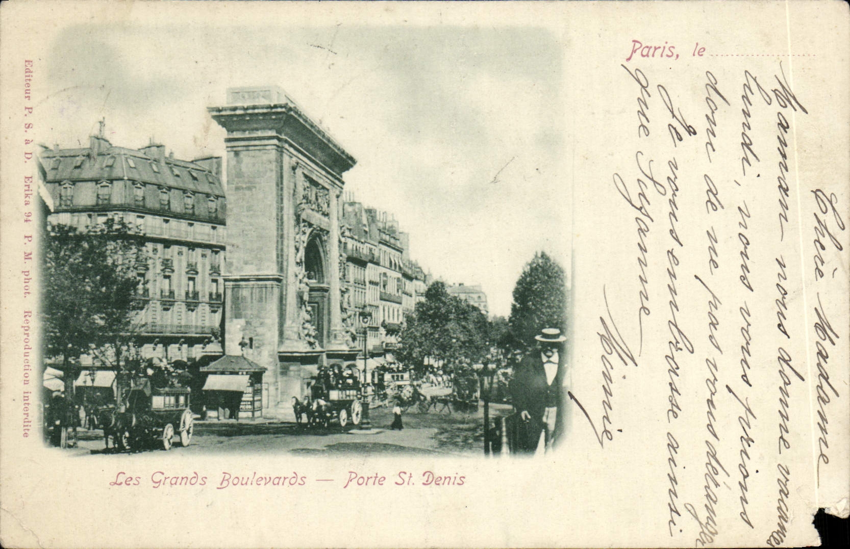VINTAGE POSTCARD St Denis the Grands Boulevards Carries St Denis