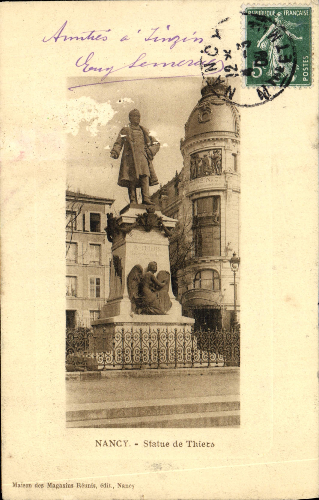CPA Nancy Statue de Thiers