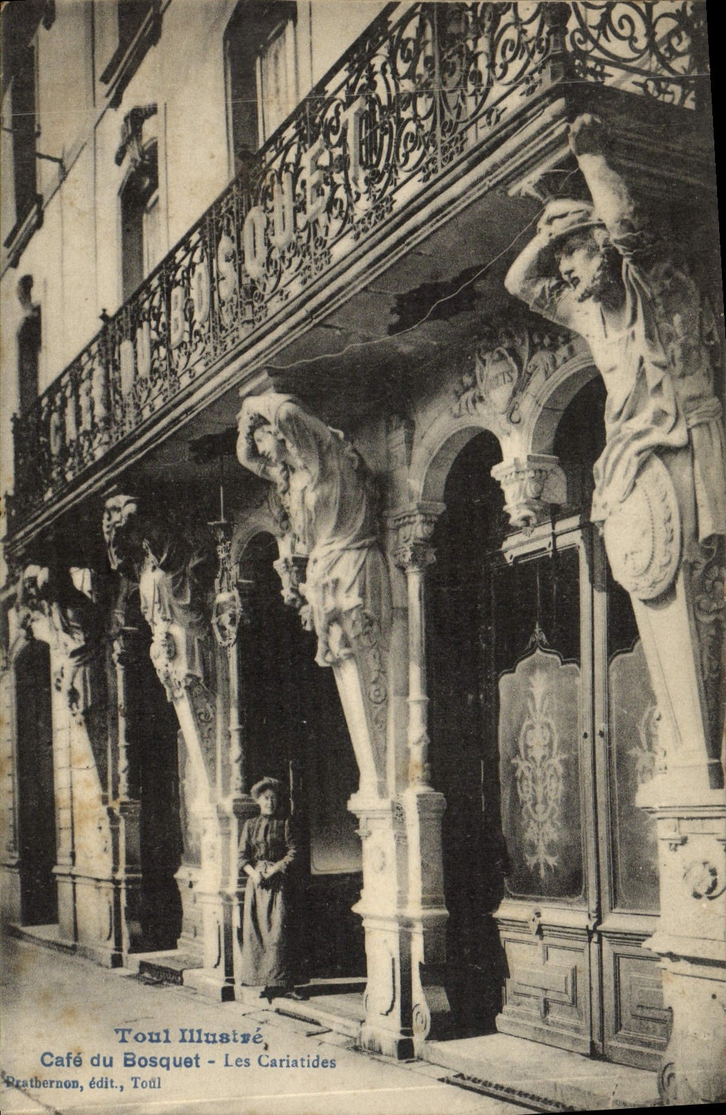 VINTAGE POSTCARD Toul coffee of the thicket caryatids