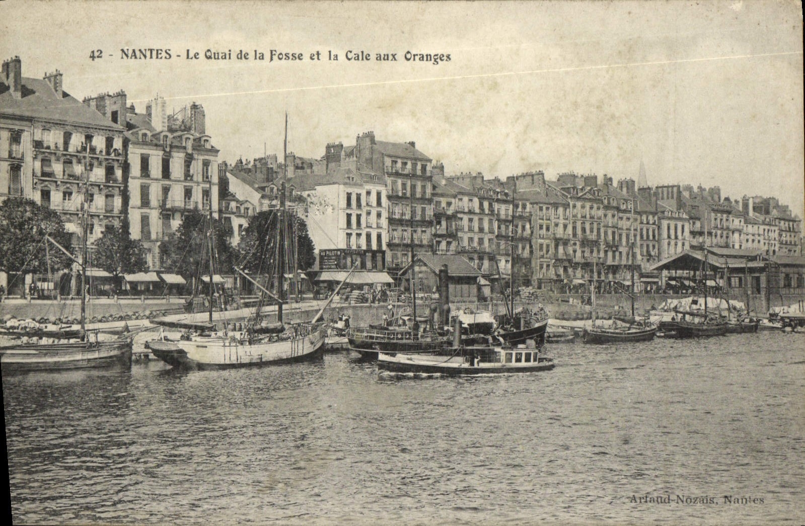 VINTAGE POSTCARD Nantes the Quay of the Pit and the Hold With the Oranges Boats