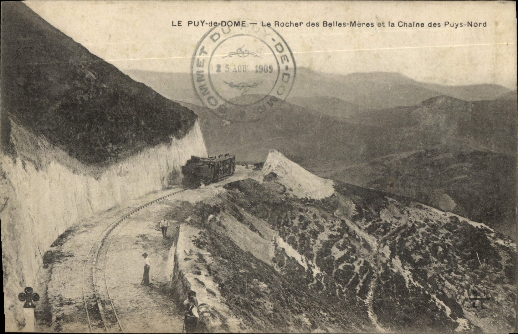 VINTAGE POSTCARD Puy de Dome the Rock of the Beautiful Mothers and the Chain of Puys Train