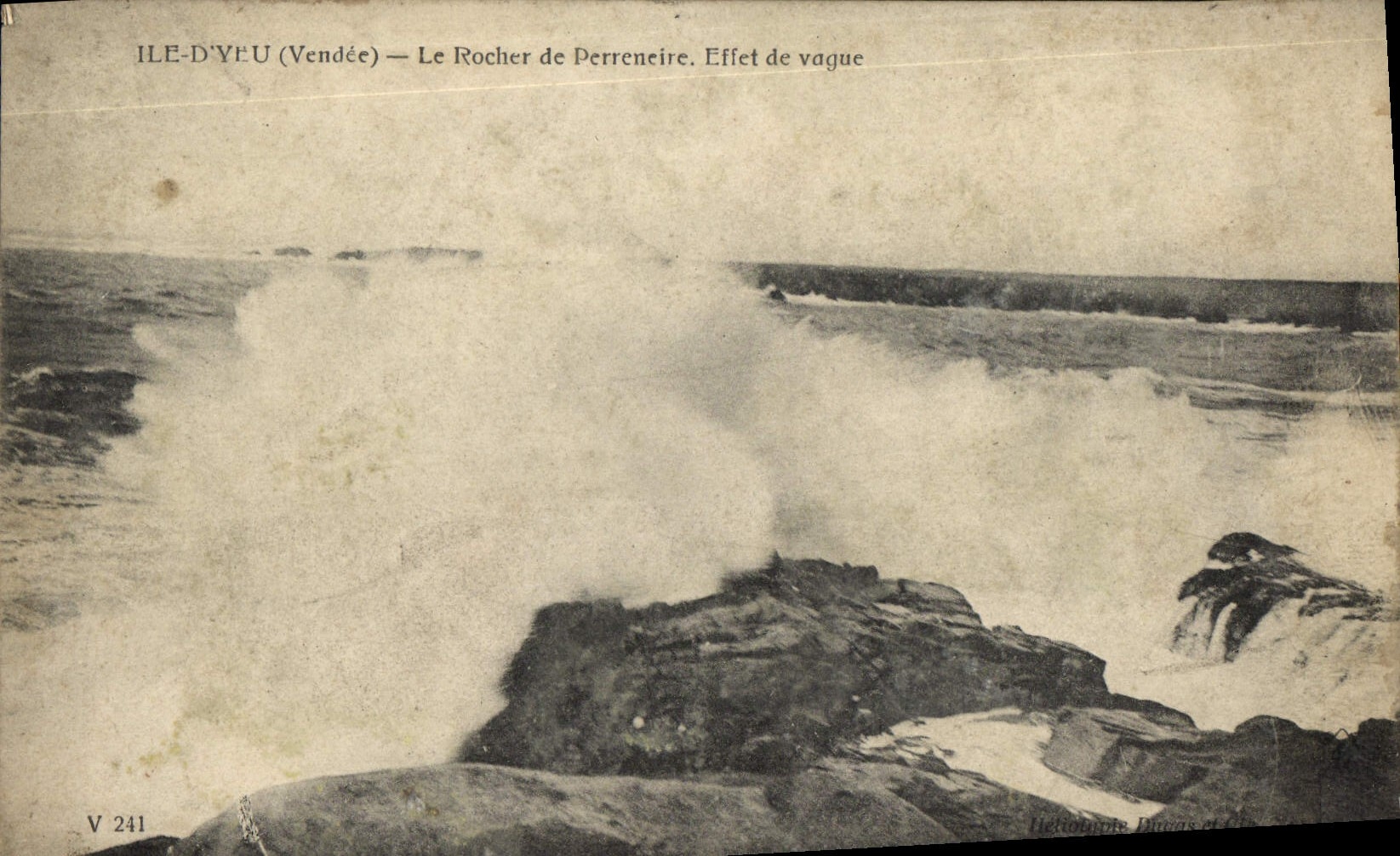 VINTAGE POSTCARD Island D' Yeu the Rock of Perreneire Effect Vagueness