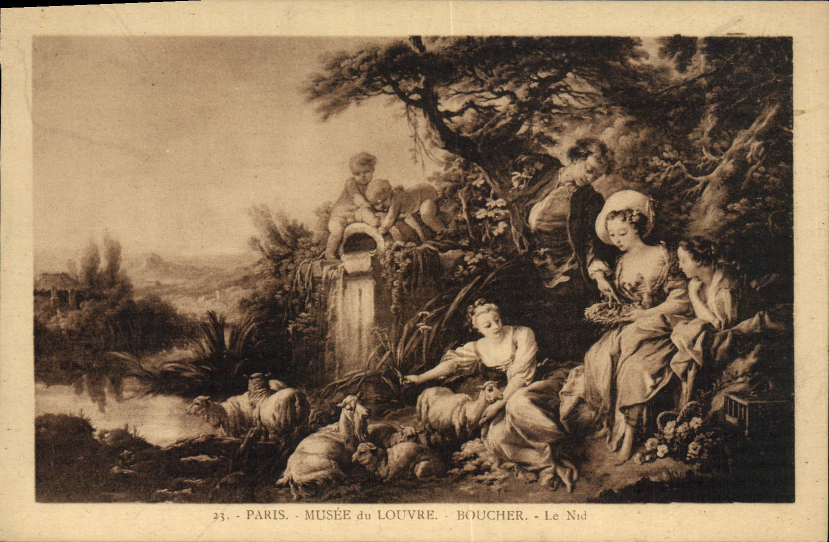 VINTAGE POSTCARD Paris Museum of Louvre Butcher the nest Goat Sheep