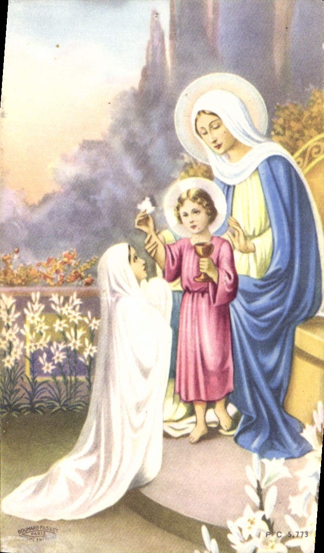 Image pieuse Pïerrette Douet Eglise St Pierre de Paul Montfermeil 24 mai 1959
