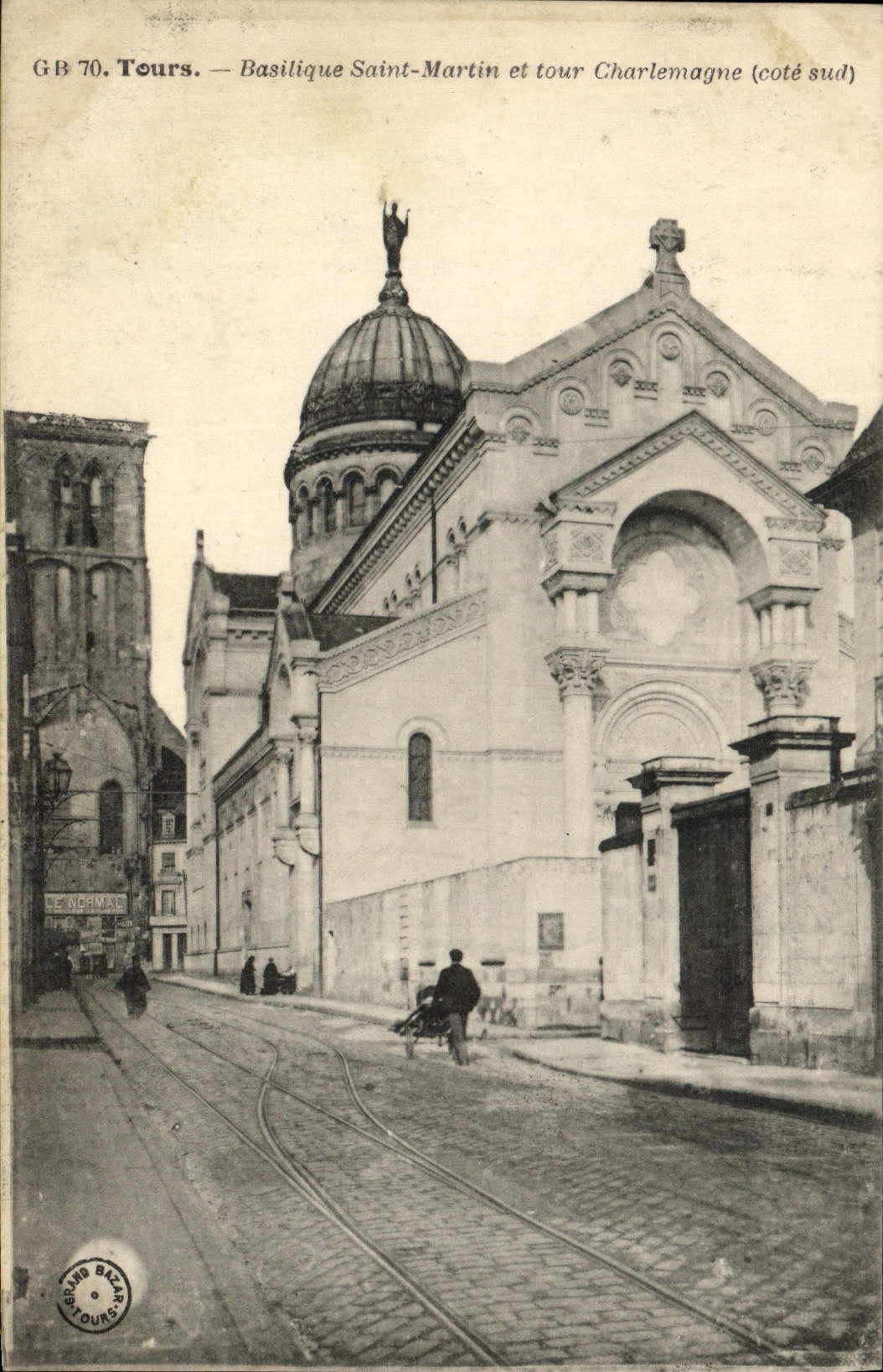VINTAGE POSTCARD Tours Basilica Saint Martin and Tour Charlemagne