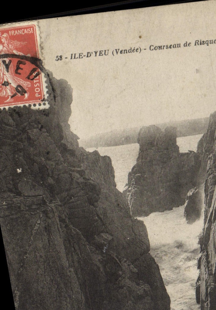 VINTAGE POSTCARD Island D' Yeu Courseau de Risque of Life