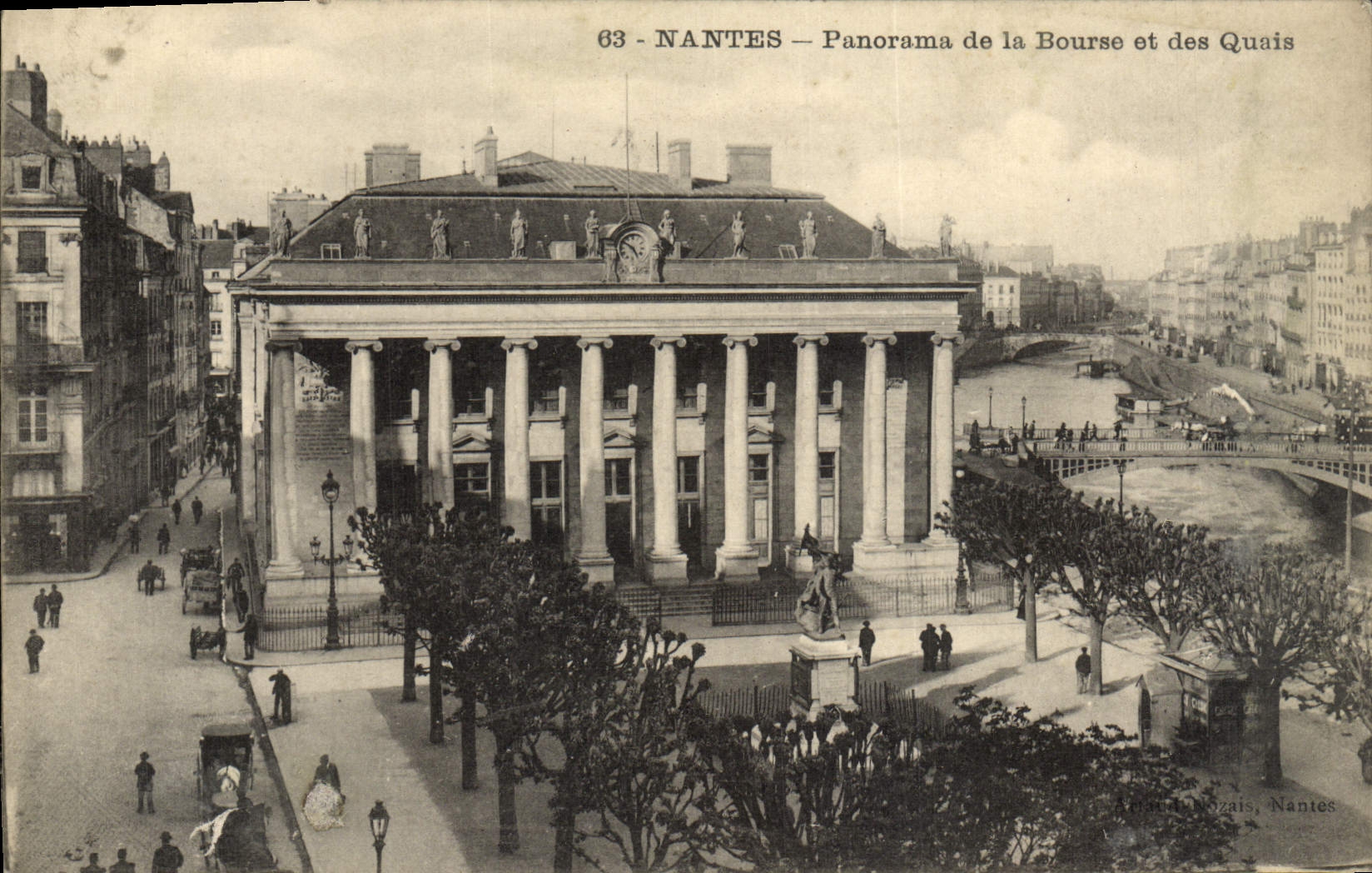 VINTAGE POSTCARD Nantes Panorama Of the Stock Exchange and the Quays