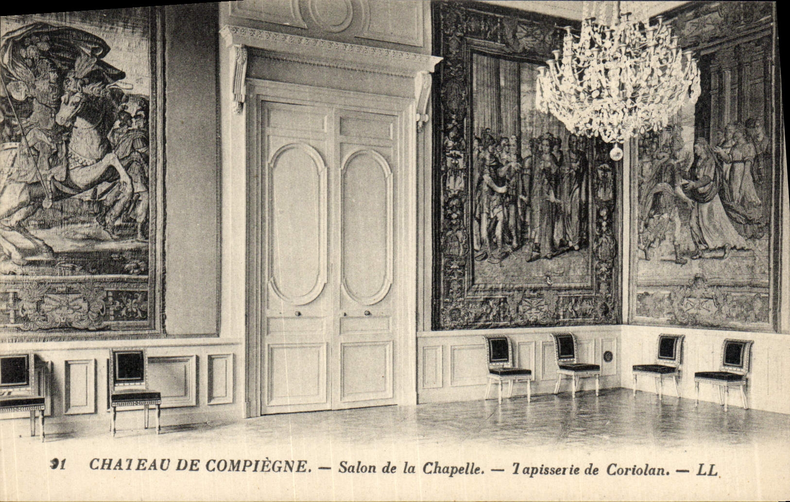 POSTAL Compiegne de la VENDIMIA la sala de estar del castillo de la cámara acorazada