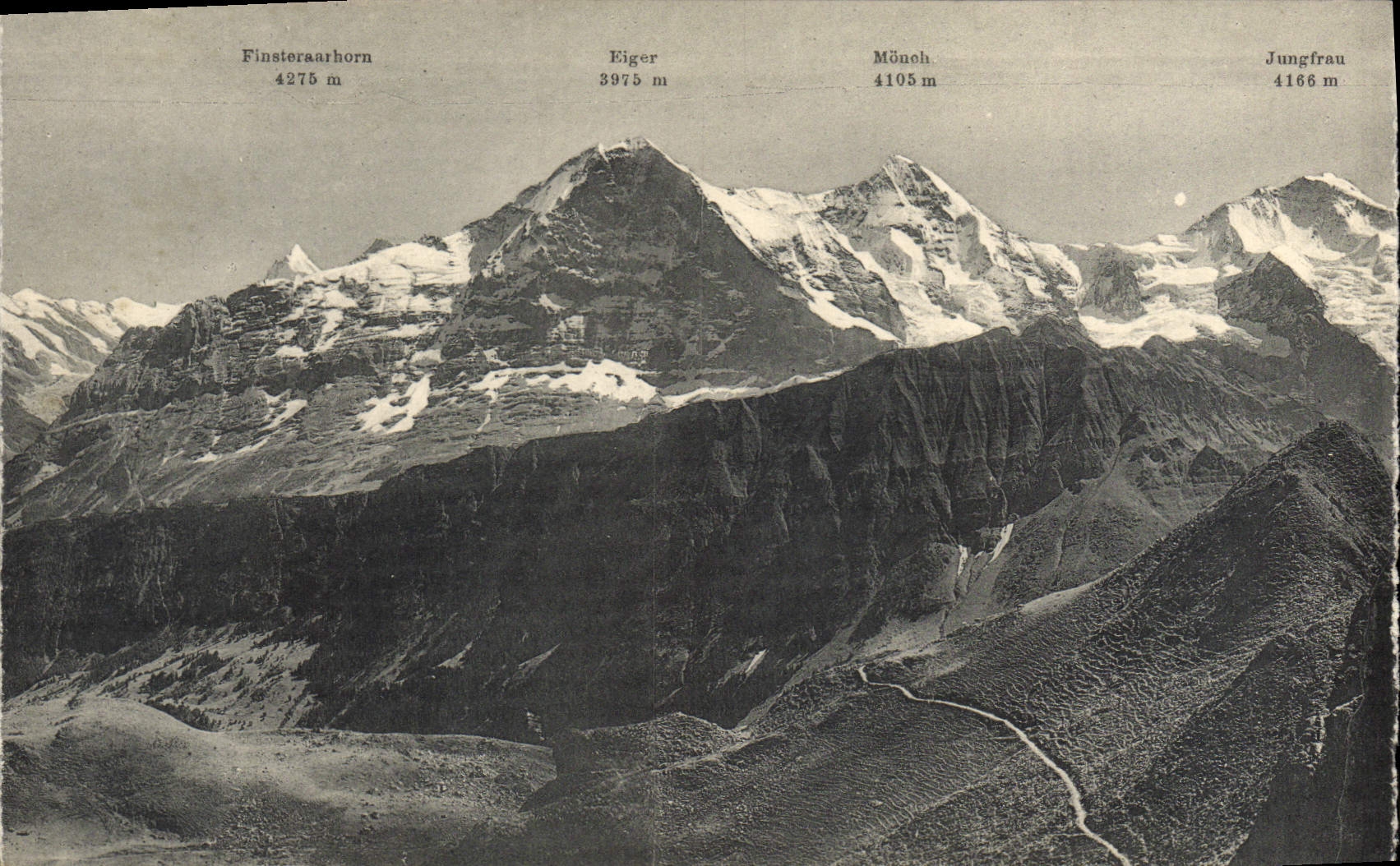 CPA Finsteraarhorn Eiger Monch Jungfrau