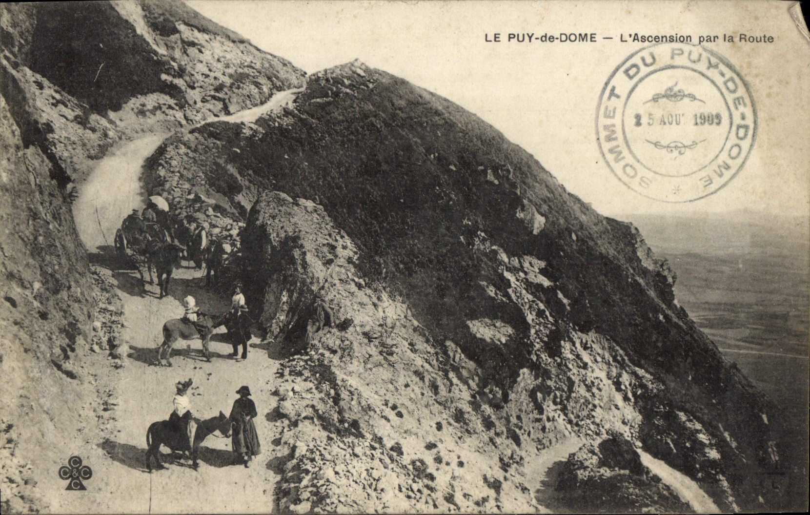 VINTAGE POSTCARD Puy de Dome the Climbing By the Road Asses Mule