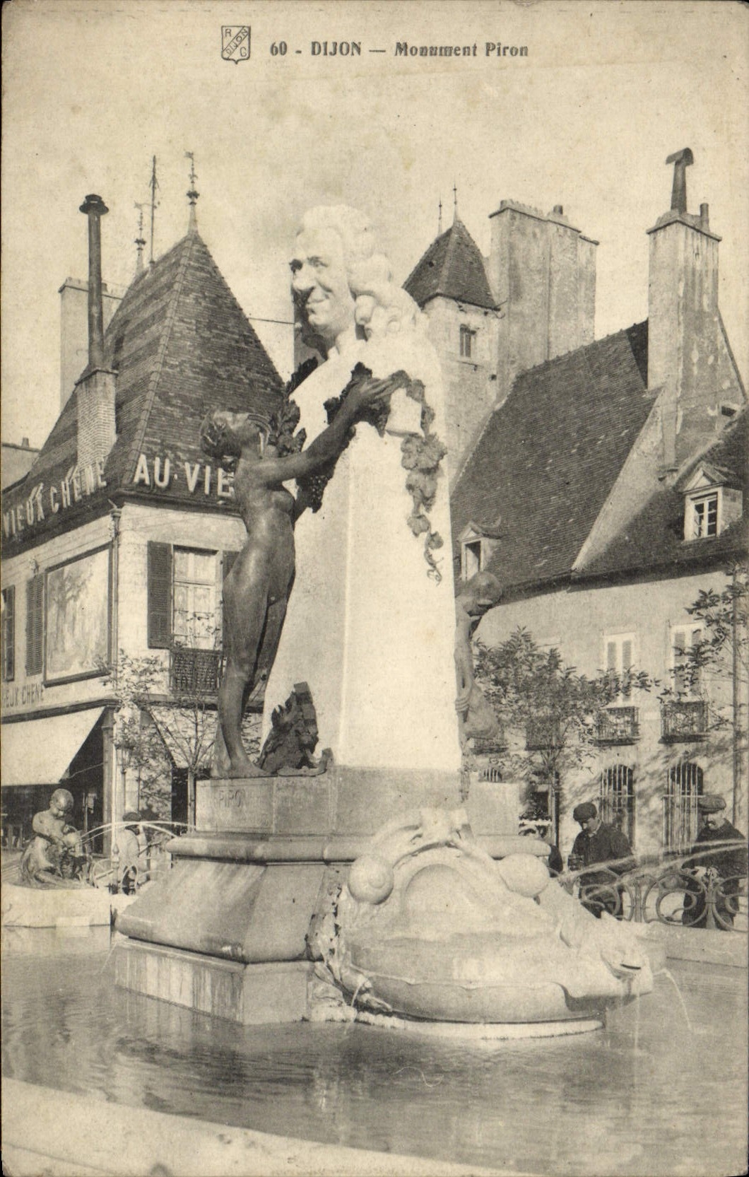 VINTAGE POSTCARD Dijon Piron Monument