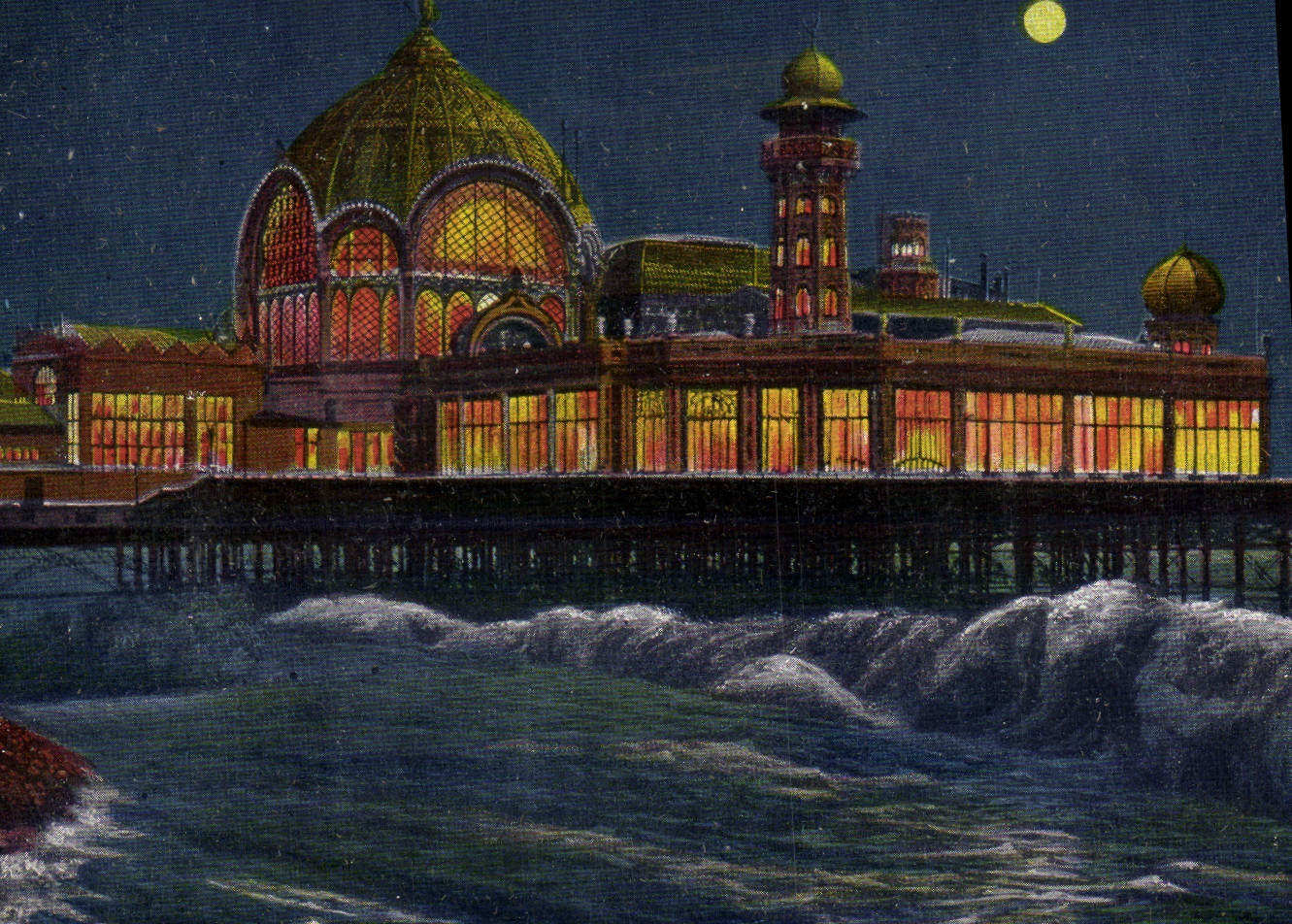 VINTAGE POSTCARD Thrown Nice Walk Night effect