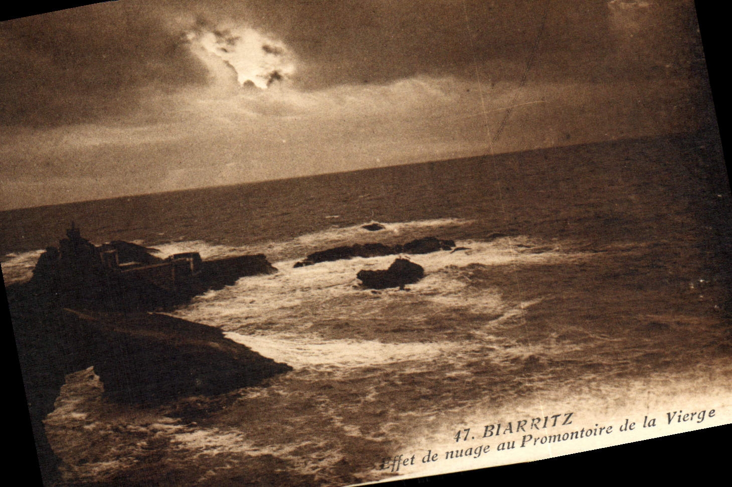 VINTAGE POSTCARD Biarritz Effect Muage To the Headland of the Virgin
