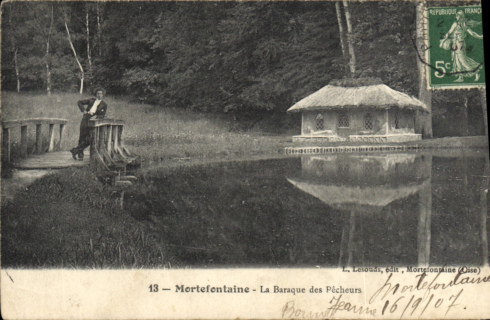 POSTAL Mortefontaine de la VENDIMIA la choza de los pecadores